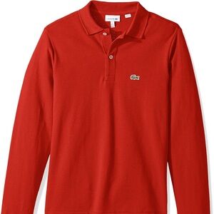 Lacoste Kids Size 10, Long Sleeve Polo in Red